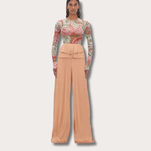 Andrea Iyamah LINEA TOFFEE PLEATED PANTS Size XL - Picture 2 of 13
